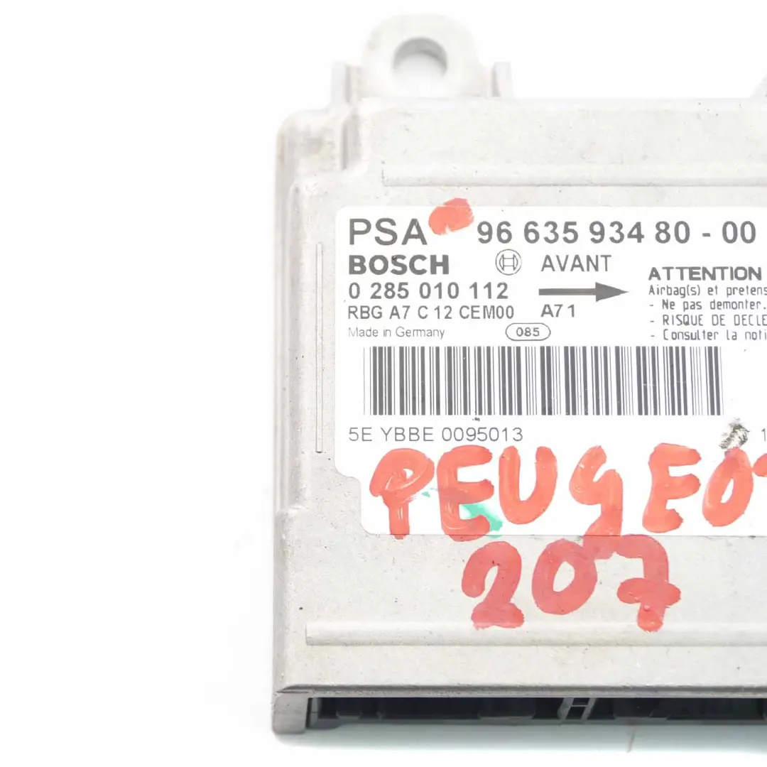 Peugeot 207 Airbag Modul ECU Steuergerät Airbag - SKU 9663593480 - Teilenummer 9663593480
