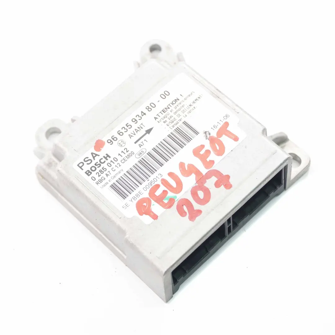 Peugeot 207 Module Airbag ECU Control Unit Air Bag - SKU 9663593480 - Numéro de pièce 9663593480