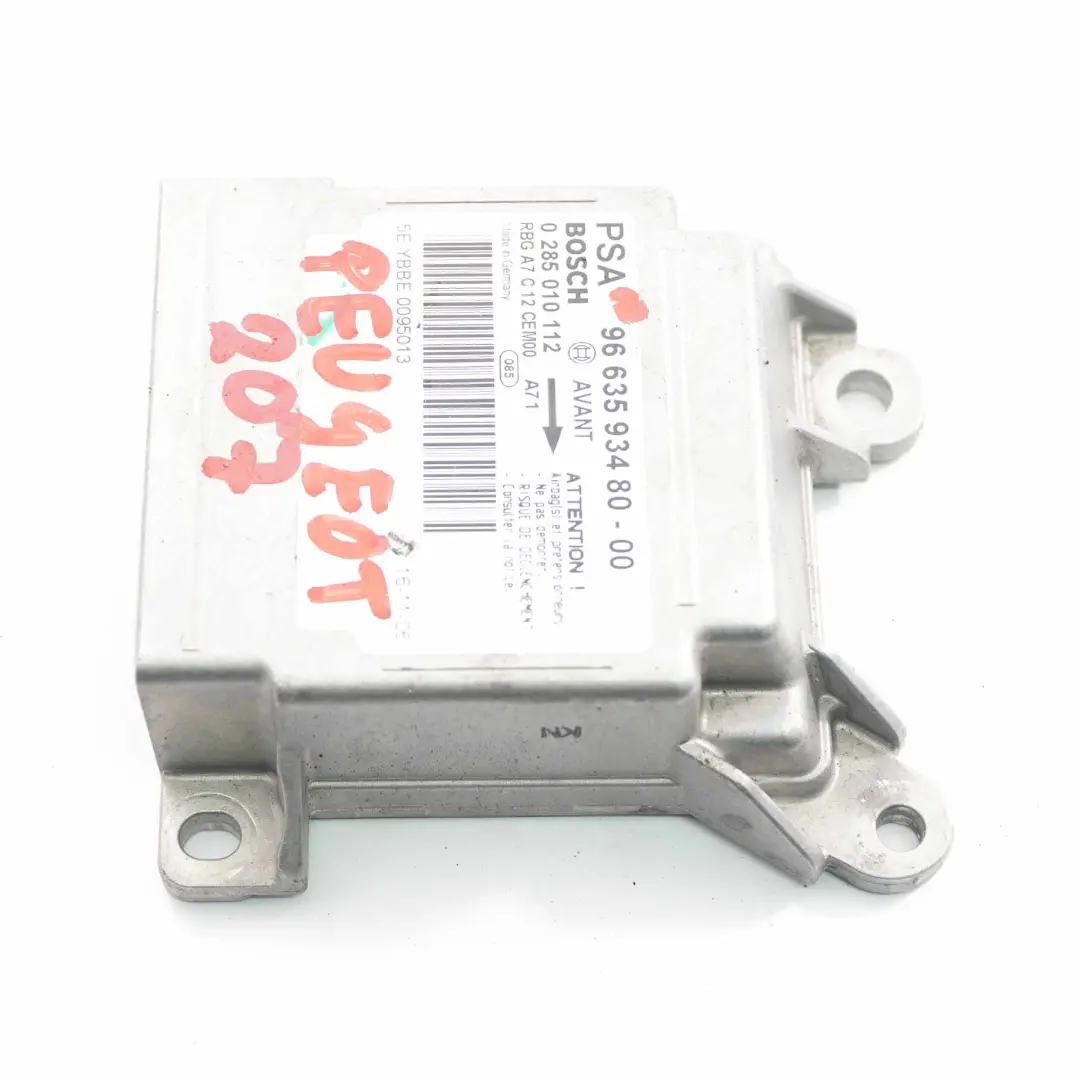Airbag Módulo ECU Unidad de Control Air Bag para Peugeot 207 con número de pieza 9663593480 Peugeot 207 Airbag Módulo ECU Unidad de Control Air Bag - SKU 9663593480 - Número de pieza 9663593480