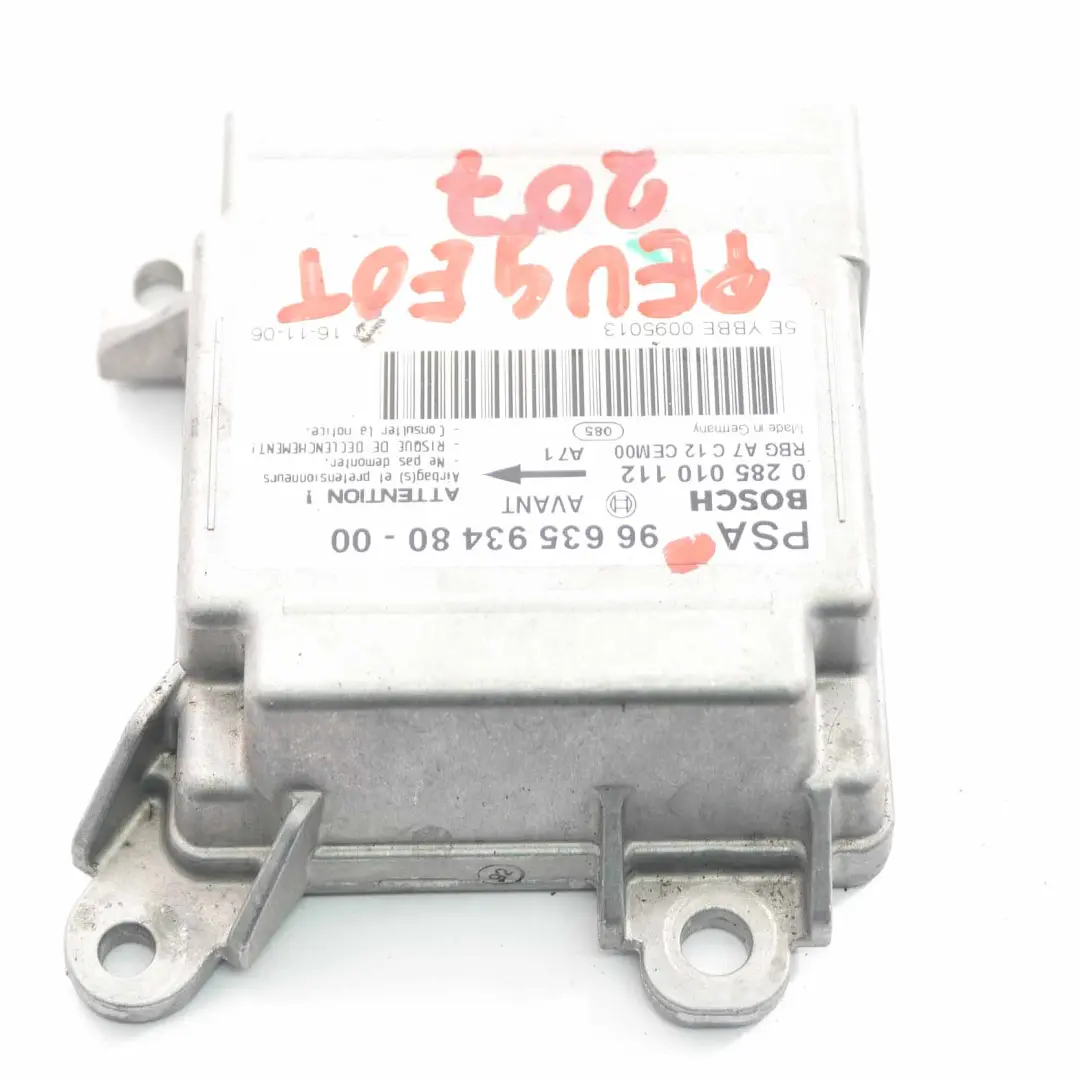 Peugeot 207 Airbag Modul ECU Steuergerät Airbag - SKU 9663593480 - Teilenummer 9663593480