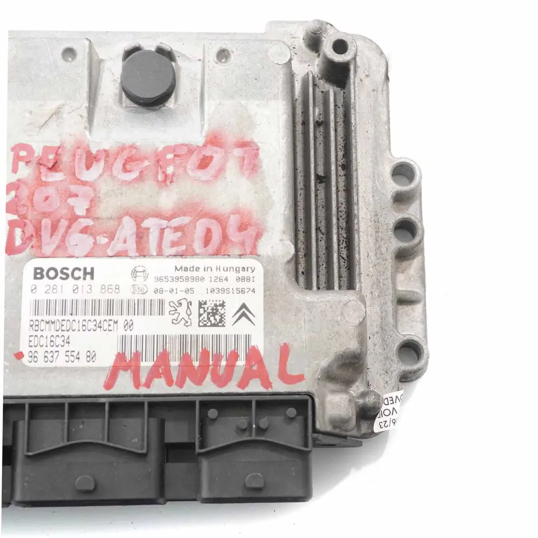 Peugeot 207 1.6 HDI 90HP DV6-ATED4 Engine Control Unit ECU Manual - SKU 9663755480 - Numéro de pièce 9663755480