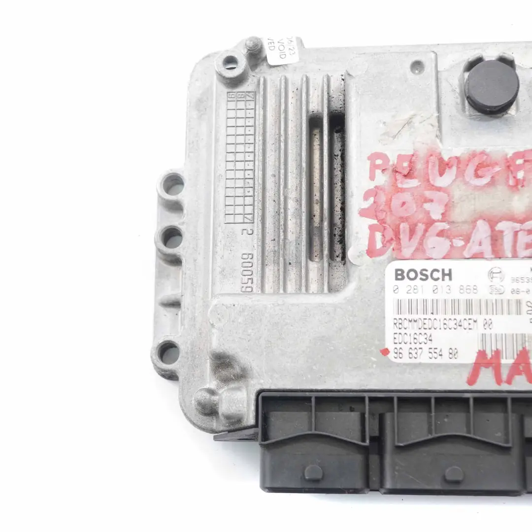 Peugeot 207 1.6 HDI 90HP DV6-ATED4 Engine Control Unit ECU Manual - SKU 9663755480 - Numéro de pièce 9663755480