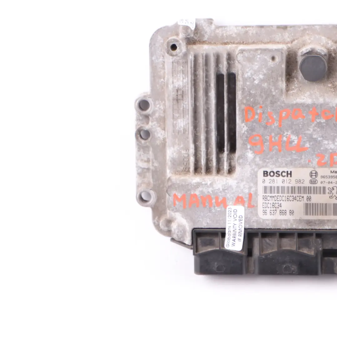 Citroen Dispatch Jumpy 9HM DV6UC 1.6 HDi 90HP Engine Module Unit ECU to with Part number 9663786880 Citroen Dispatch Jumpy 9HM DV6UC 1.6 HDi 90HP Engine Module Unit ECU - SKU 9663786880 - Part number 9663786880
