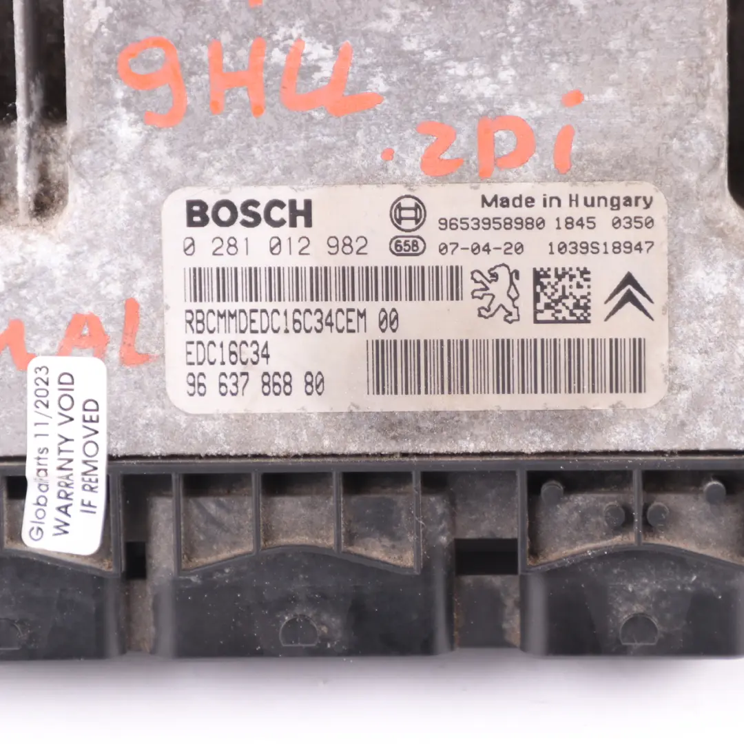 Citroen Dispatch Jumpy 9HM DV6UC 1.6 HDi 90HP Engine Module Unit ECU to with Part number 9663786880 Citroen Dispatch Jumpy 9HM DV6UC 1.6 HDi 90HP Engine Module Unit ECU - SKU 9663786880 - Part number 9663786880