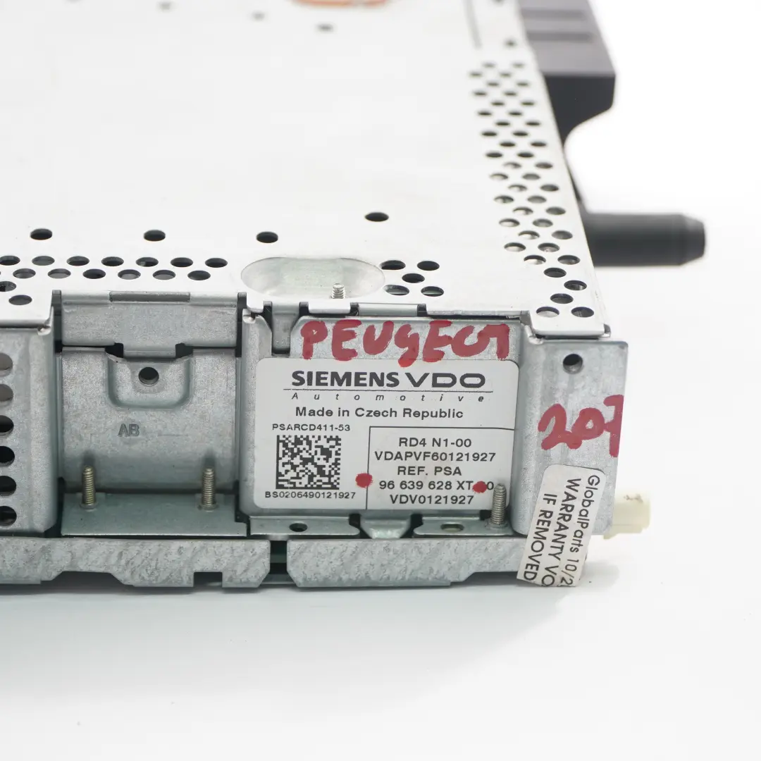 Spieler Radio Stereo Audio Hauptgerät für Peugeot 207 CD mit Teilenummer 96639628XT00 Peugeot 207 CD Spieler Radio Stereo Audio Hauptgerät - SKU 96639628XT00 - Teilenummer 96639628XT00