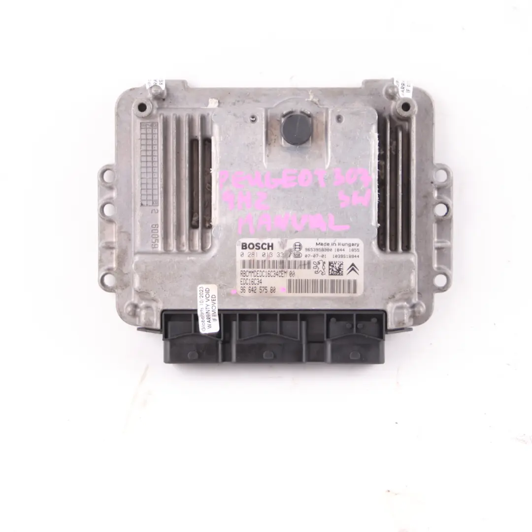 9HZ 1.6 Diesel Engine Control Unit ECU Module Manual to Peugeot 307 SW with Part number 9664257580 Peugeot 307 SW 9HZ 1.6 Diesel Engine Control Unit ECU Module Manual - SKU 9664257580 - Part number 9664257580