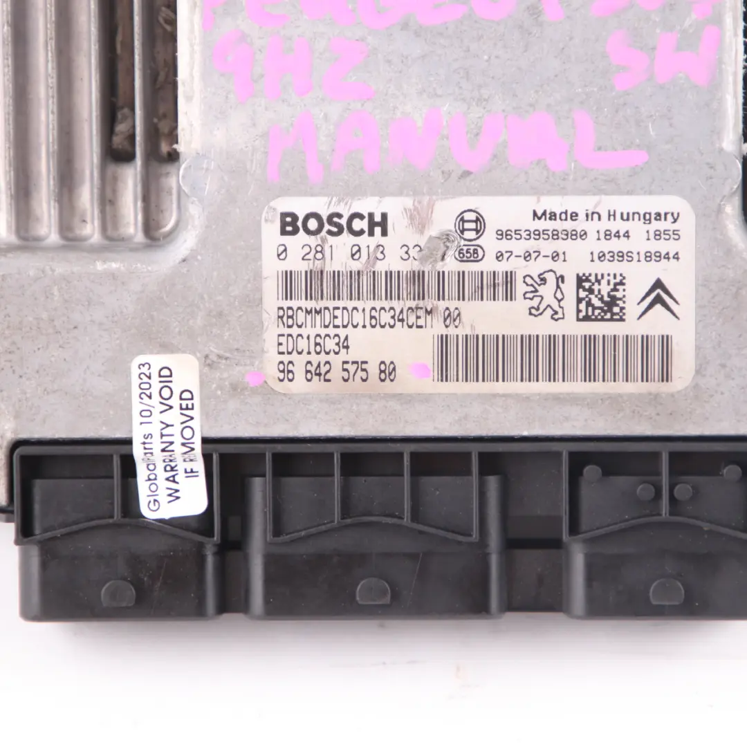 9HZ 1.6 Diesel Engine Control Unit ECU Module Manual to Peugeot 307 SW with Part number 9664257580 Peugeot 307 SW 9HZ 1.6 Diesel Engine Control Unit ECU Module Manual - SKU 9664257580 - Part number 9664257580
