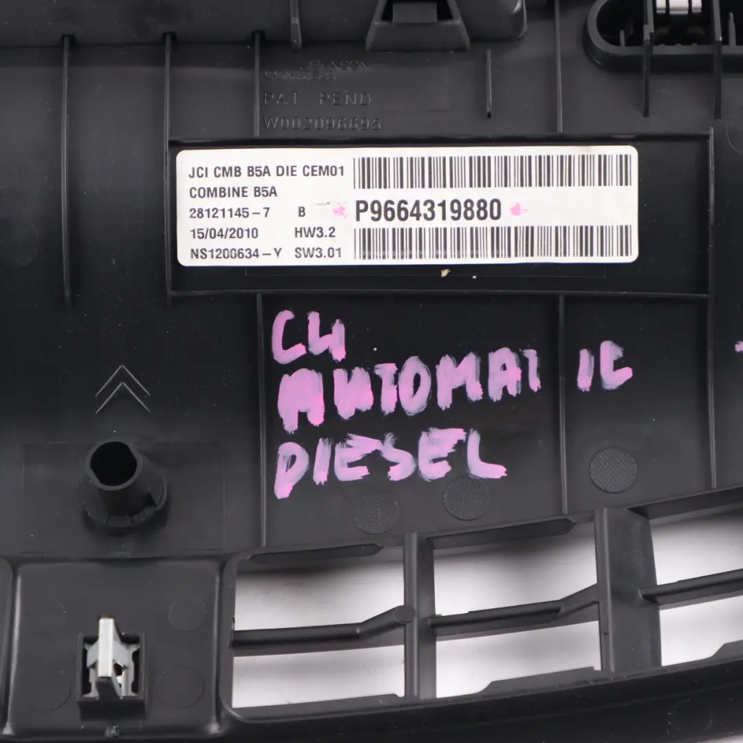 Citroen C4 Strumento cluster Diesel Speedo Orologi Meter Automatico - SKU 9664319880 - Numero di parte 9664319880