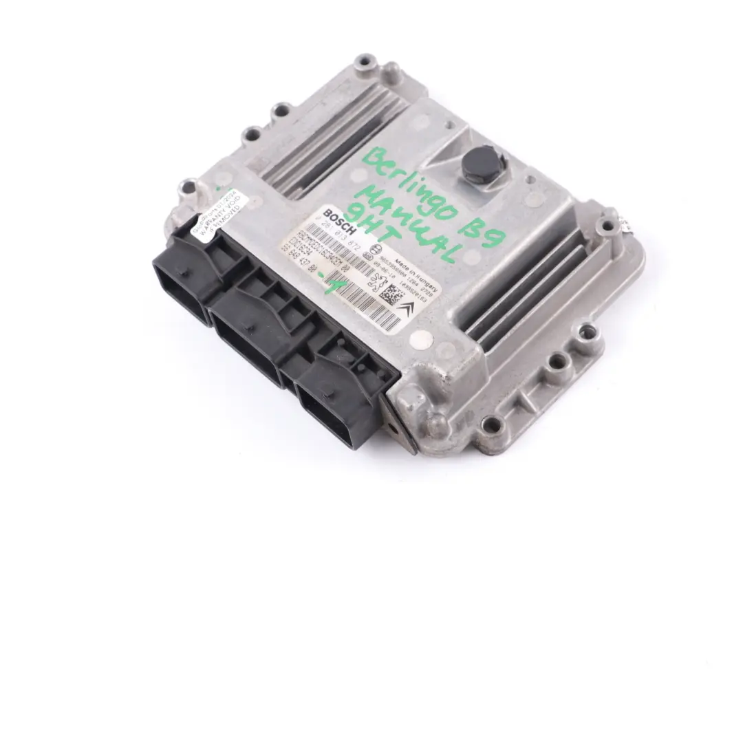 Citroen Berlingo B9 1.6 HDI 9HT Engine Control Unit ECU EDC Manual  - SKU 9664843780-1 - Part number 9664843780