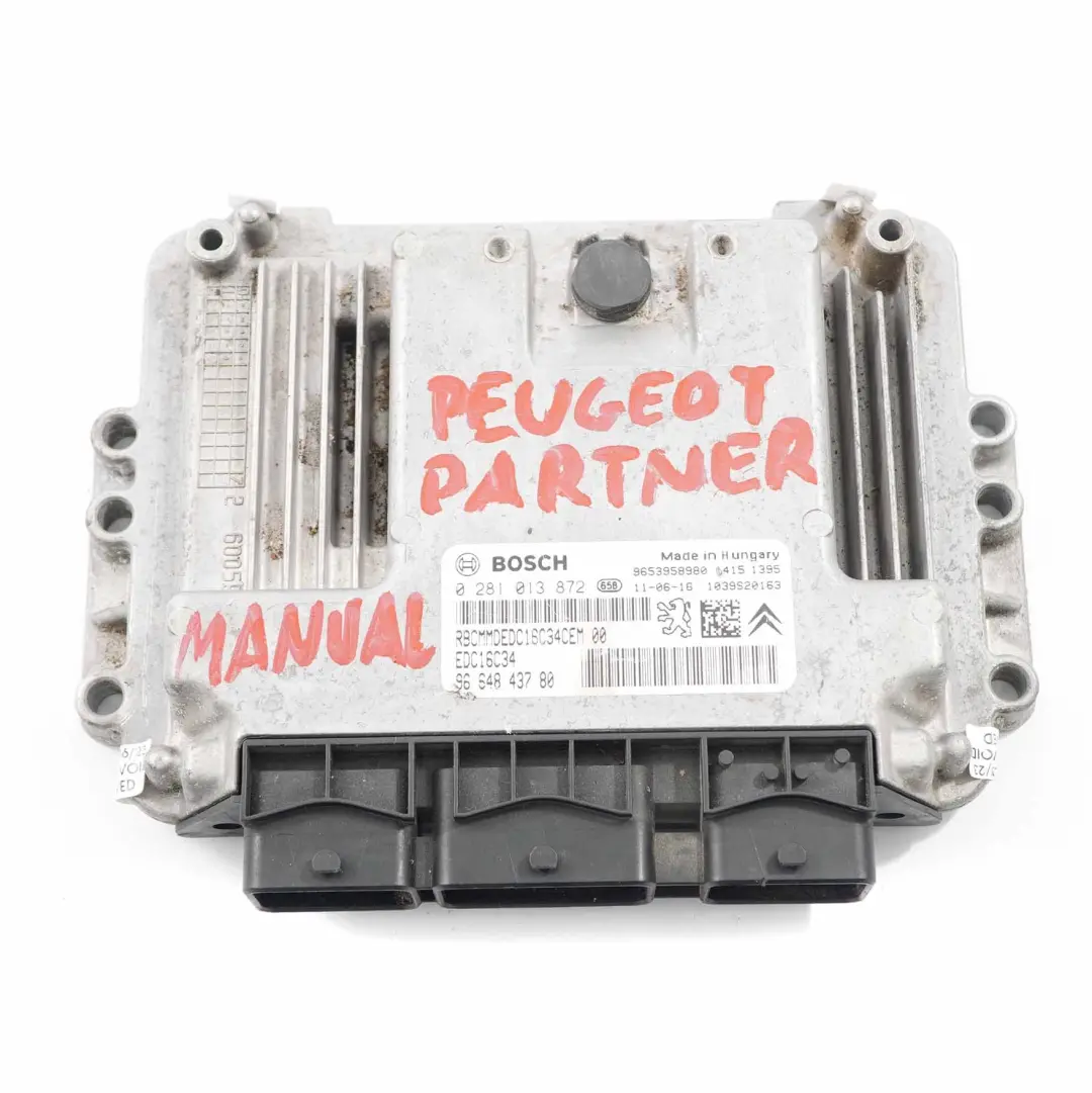 Peugeot Partner 1.6 HDI 9H03 Engine Control Unit ECU EDC Manual - SKU 9664843780 - Part number 9664843780