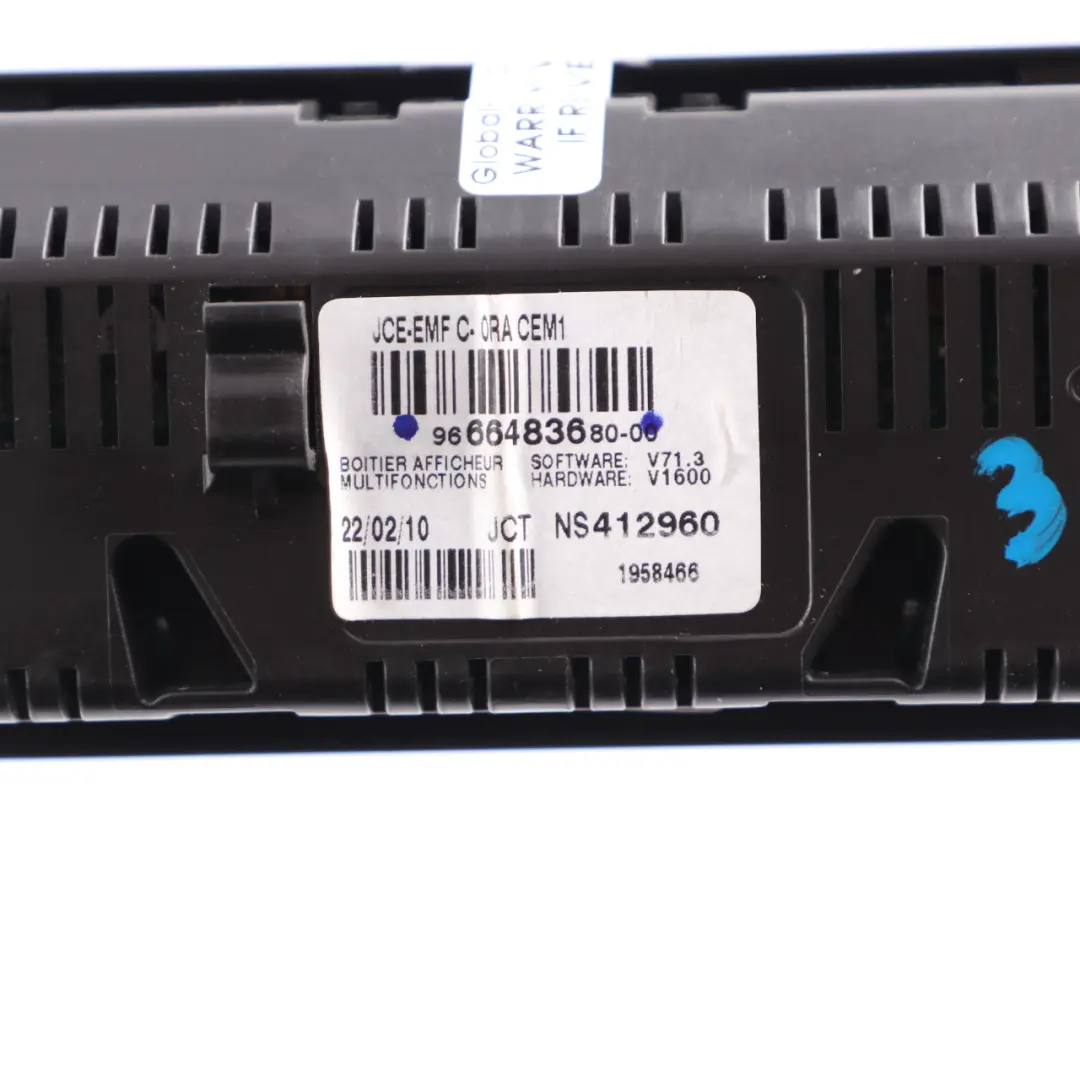Peugeot 3008 Multifunction Display Screen Unit Module Clock Dashboard - SKU 9666483680 - Part number 9666483680
