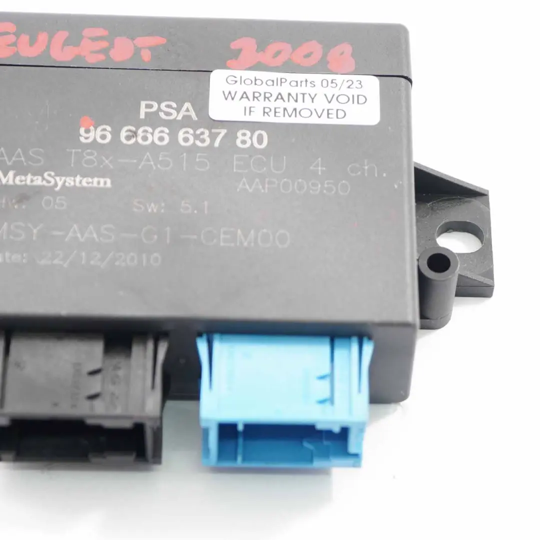 Peugeot 3008 PDC Module Parking Distance Control Unit ECU - SKU 9666663780 - Part number 9666663780