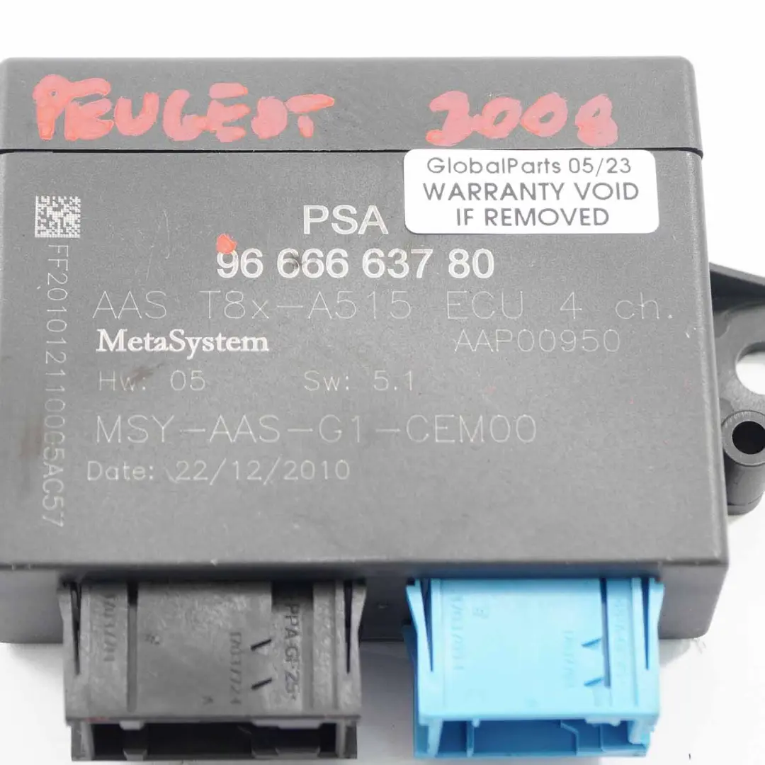 Peugeot 3008 PDC Module Parking Distance Control Unit ECU - SKU 9666663780 - Part number 9666663780