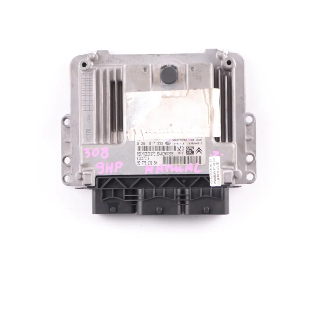 Peugeot 308 9HP 1.6 Diesel DV6DTED Engine Control ECU Module Manual - SKU 9666729580 - Part number 9666729580