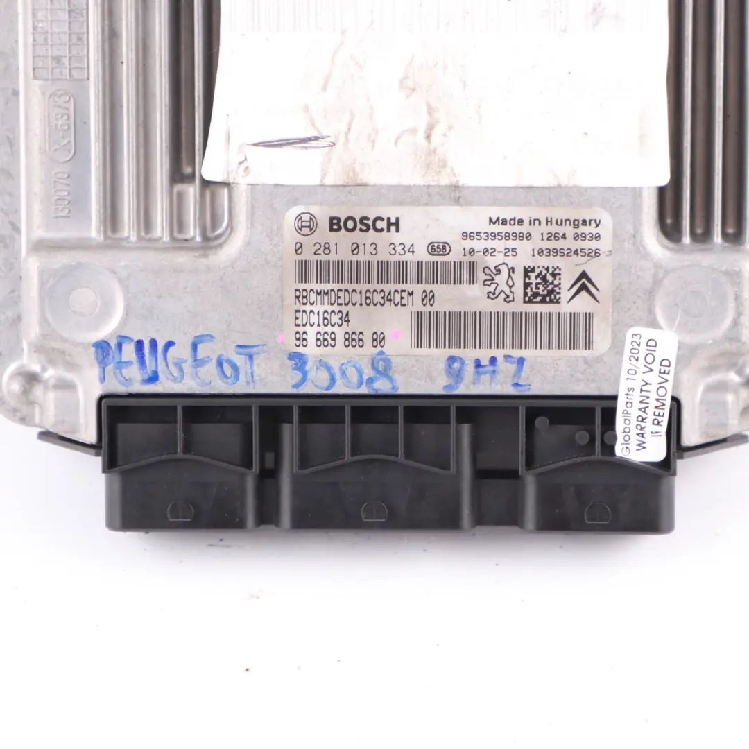 Peugeot 3008 1.6 HDI 9HZ 9H01 Engine Control Unit Module ECU Manual - SKU 9666986680 - Part number 9666986680