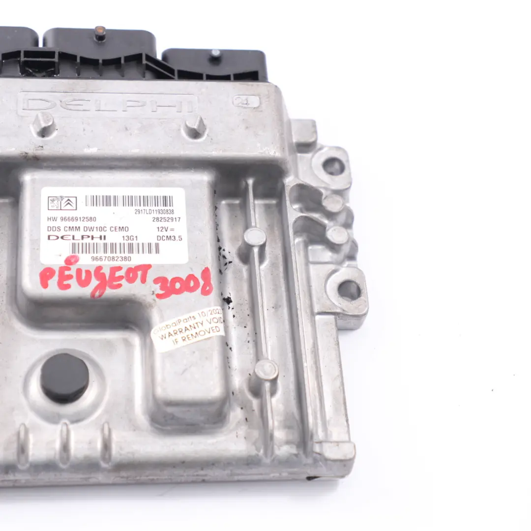 Peugeot 5008 2.0 HDI DW10C Unidad de control del motor diesel ECU - SKU 9667082380 - Número de pieza 9667082380