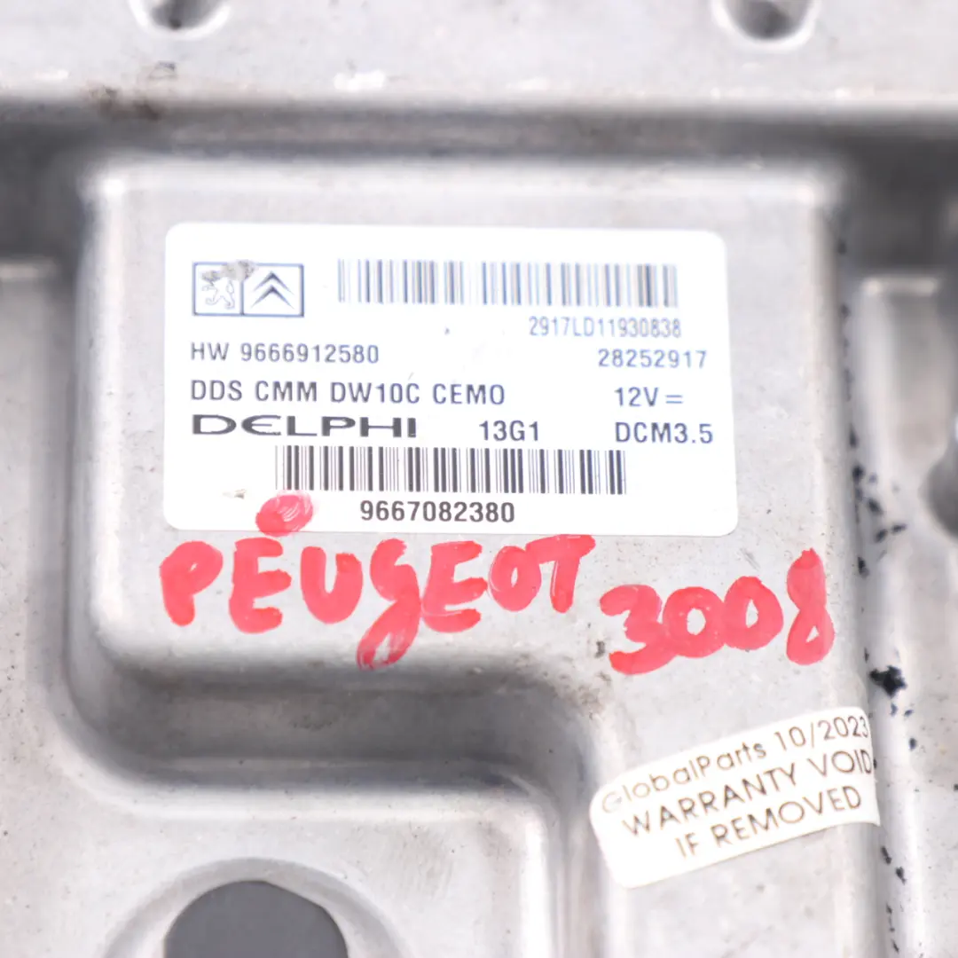 Peugeot 5008 2.0 HDI DW10C Unidad de control del motor diesel ECU - SKU 9667082380 - Número de pieza 9667082380