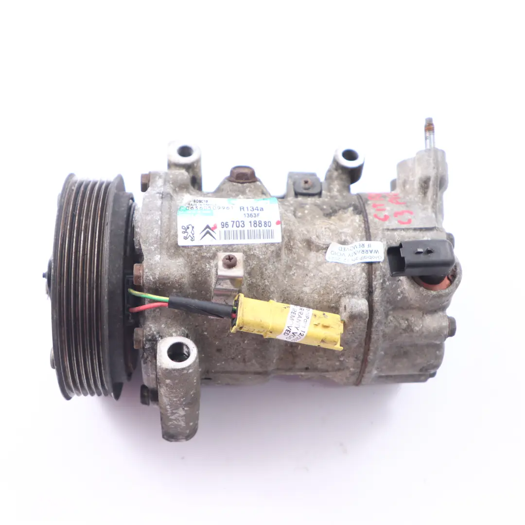 Citroen C3 1.6 HDI Air Conditioning Compressor Air Con A/C Pump to with Part number 9670318880 Citroen C3 1.6 HDI Air Conditioning Compressor Air Con A/C Pump - SKU 9670318880 - Part number 9670318880