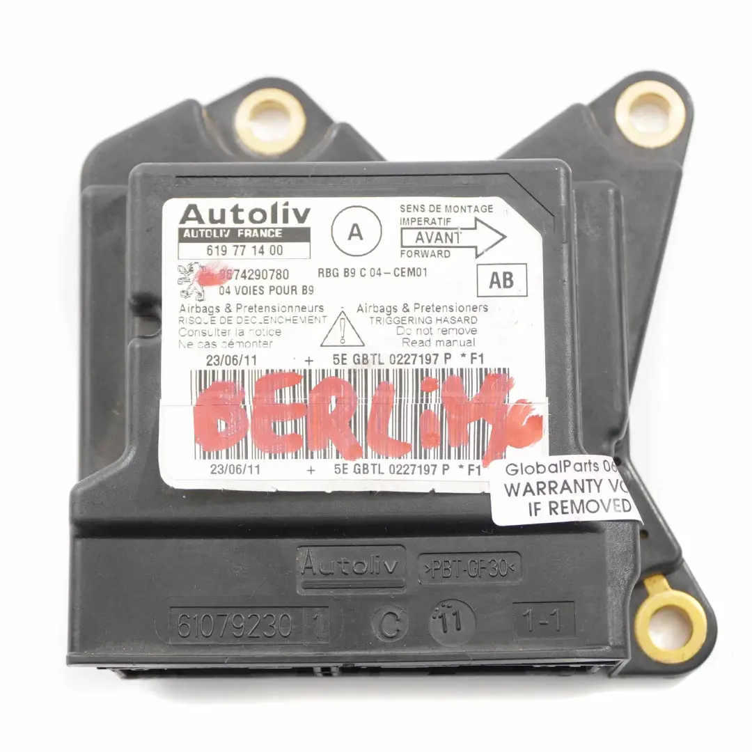  Airbag Modul Citroen Berlingo Peugeot Partner Steuergerät Sensor - SKU 9674290780 - Teilenummer 9674290780