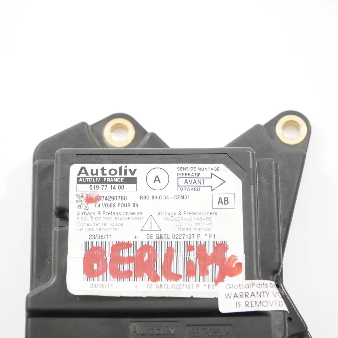 Airbag Module Citroen Berlingo Peugeot Partner Control Unit Sensor  - SKU 9674290780 - Part number 9674290780