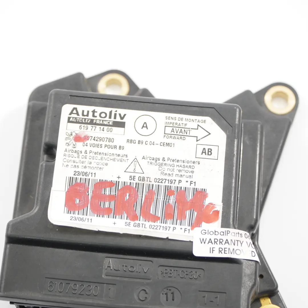 Airbag Module Citroen Berlingo Peugeot Partner Control Unit Sensor  - SKU 9674290780 - Part number 9674290780