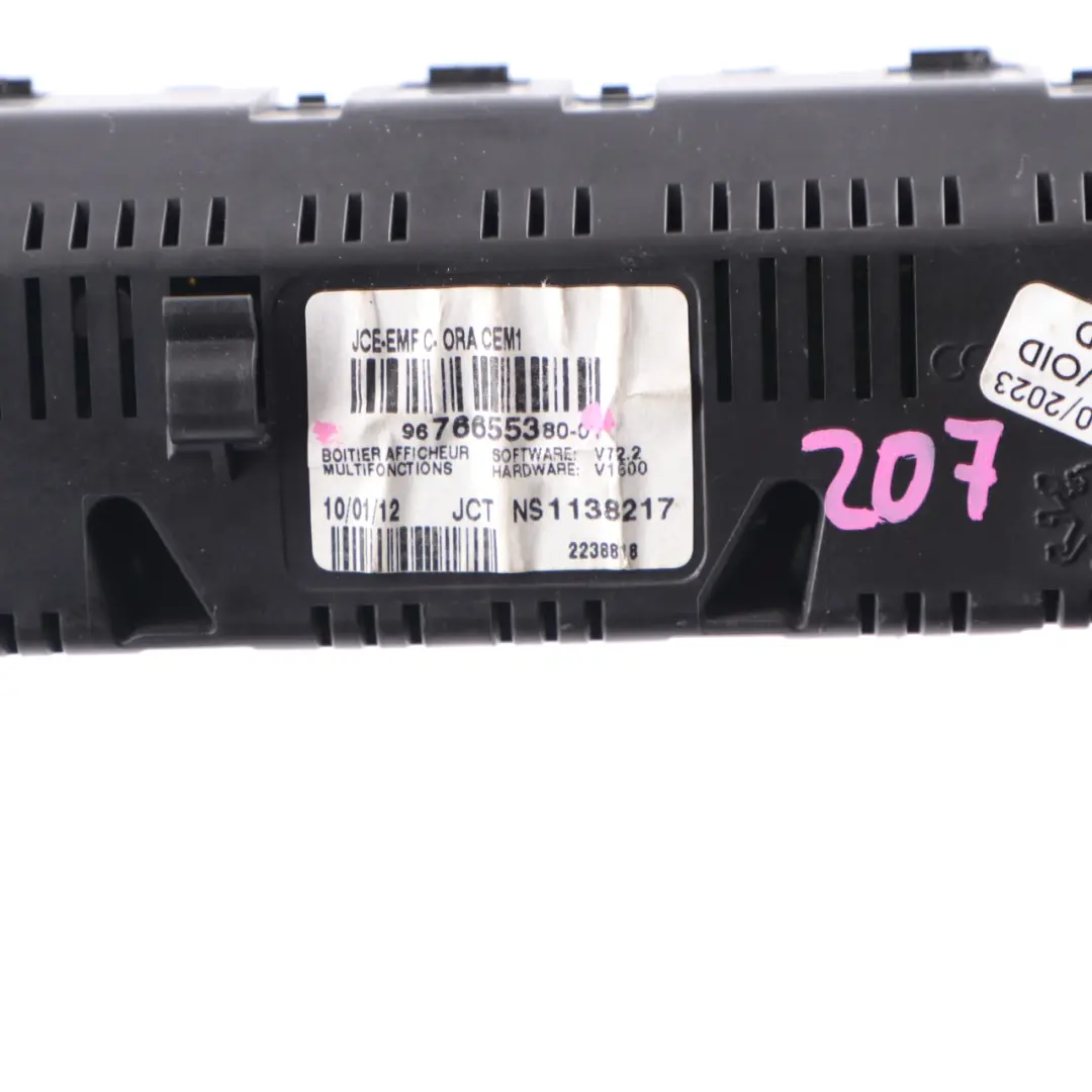 Peugeot 207 Multifunction Display Screen Unit Module Dash Dashboard - SKU 9676655380 - Part number 9676655380