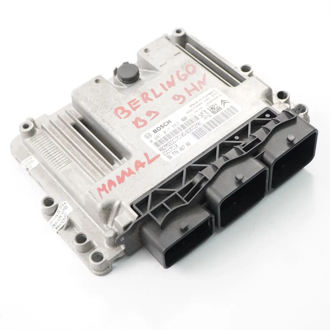  Citroen Berlingo B9 1.6 HDI 9HN Unidad Control Motor ECU EDC Manual - SKU 9677006780 - Número de pieza 9677006780