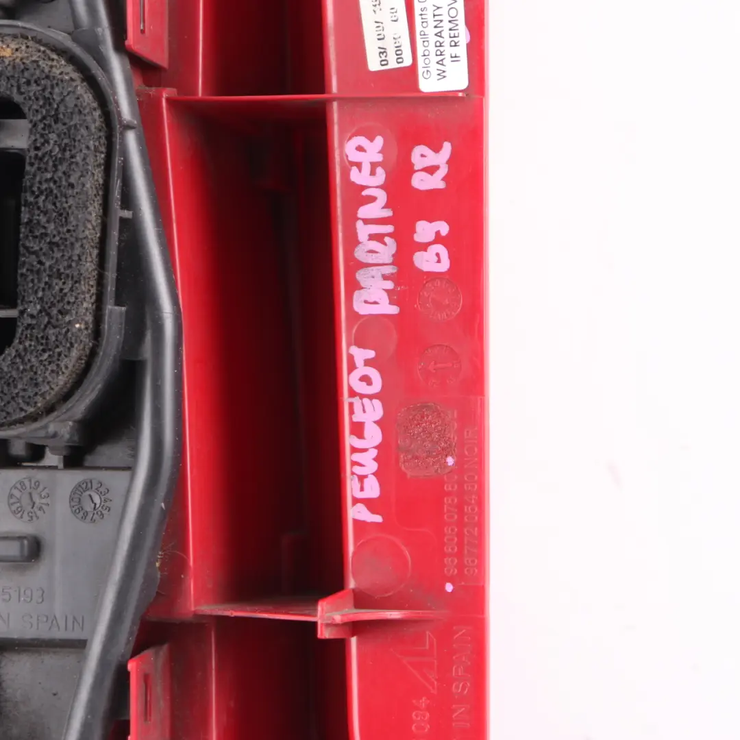 Lamp Right O/S Tail Light Side Panel to Peugeot Partner B9 Rear with Part number 9680607880 Peugeot Partner B9 Rear Lamp Right O/S Tail Light Side Panel - SKU 9680607880 - Part number 9680607880