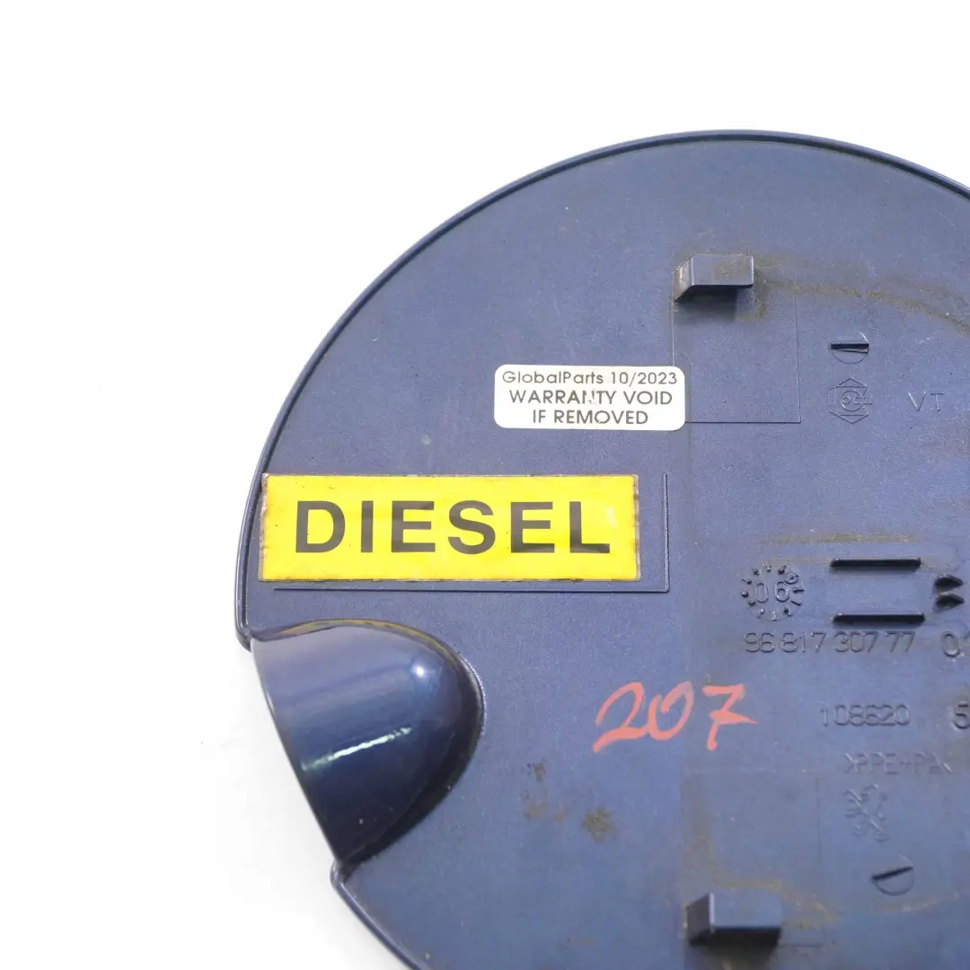 Filler Fill in Flap Cover Cap Montebello Blue - KPL to Peugeot 207 Fuel with Part number 9681730777 Peugeot 207 Fuel Filler Fill in Flap Cover Cap Montebello Blue - KPL - SKU 9681730777-MON - Part number 9681730777