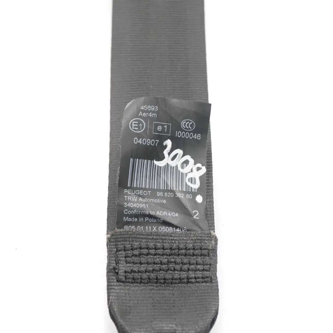 Belt Rear Left Right N/O/S Safety Seatbelt Black to Peugeot 3008 Seat with Part number 9682036280 Peugeot 3008 Seat Belt Rear Left Right N/O/S Safety Seatbelt Black - SKU 9682036280 - Part number 9682036280