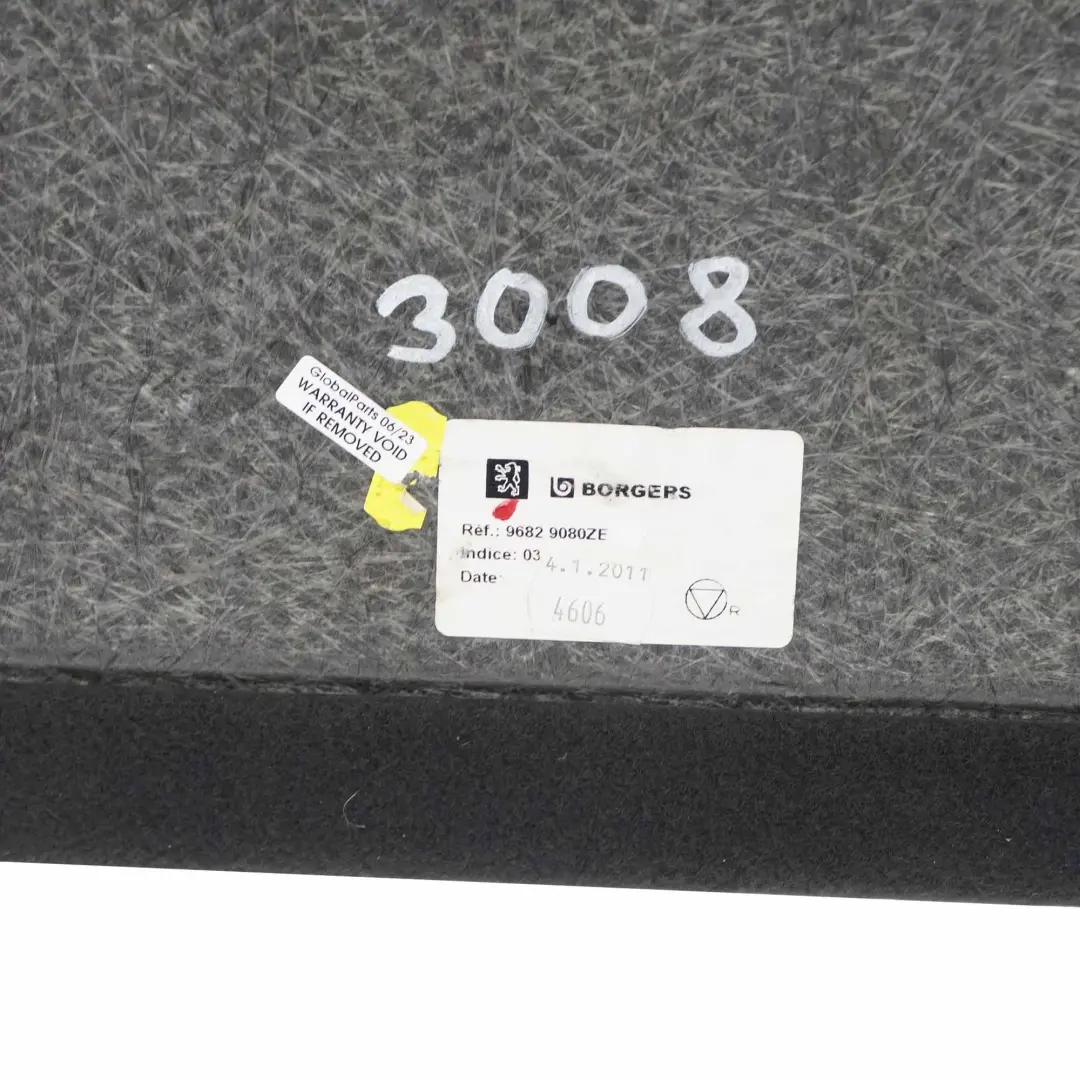 Peugeot 3008 Trunk Floor Boot Rear Loading Trim Panel Carpet Black - SKU 96829080ZE - Part number 96829080ZE