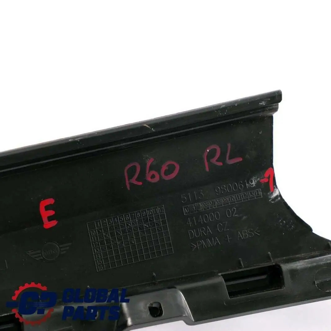 Mini Countryman R60 Tapa Pilar Columna B Puerta Negra Trasera Izquierda - SKU 9800619-1 - Número de pieza 9800619