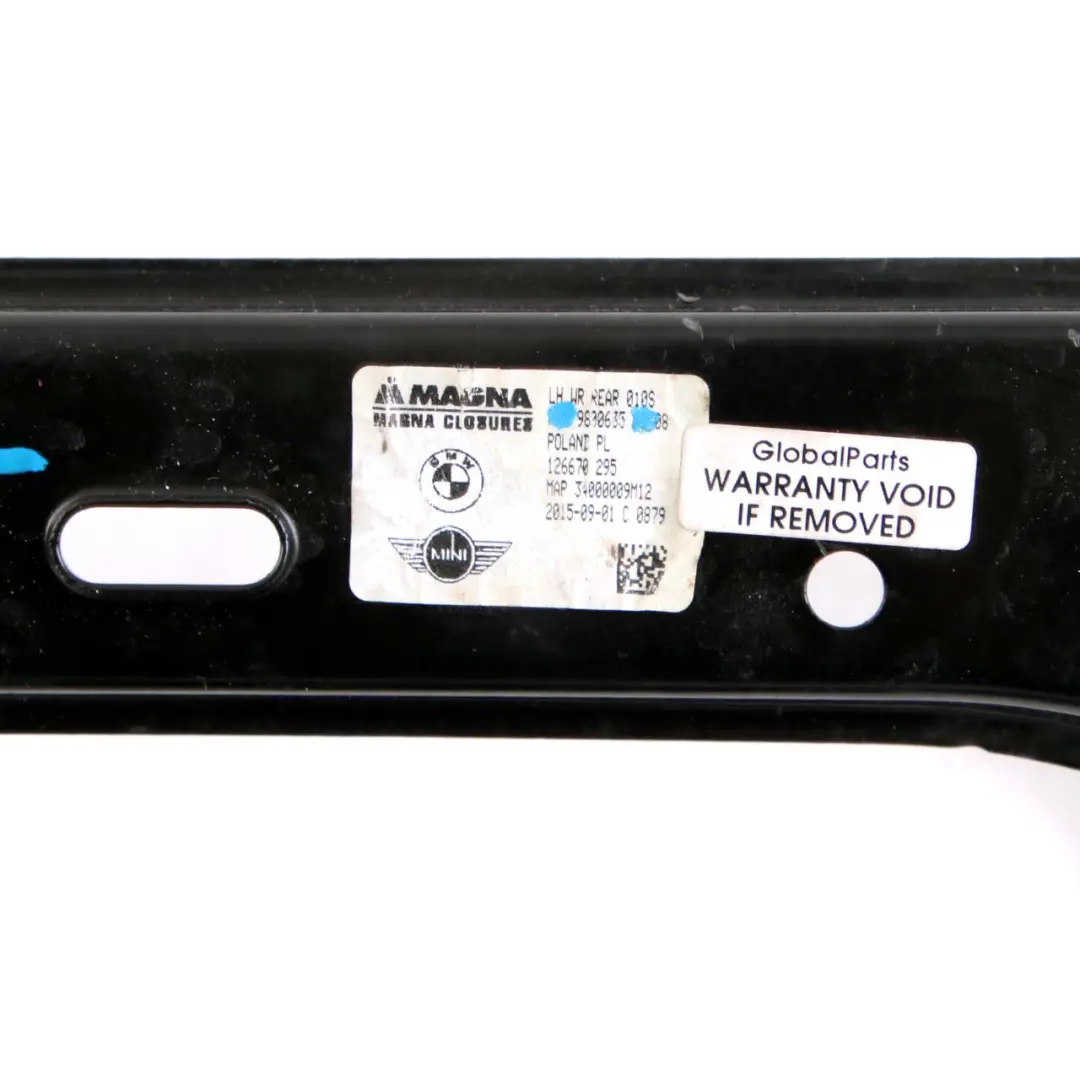 Podnośnik szyby lewy tył do MINI Countryman R60 o numerze 9805671 MINI Countryman R60 Podnośnik szyby lewy tył - SKU 9800635 - Numer Części 9805671