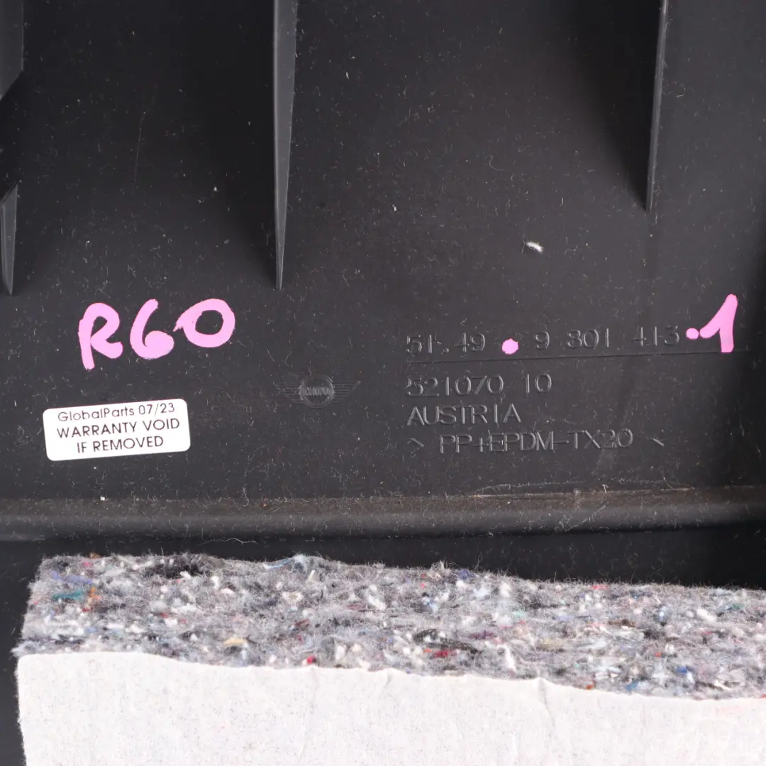 Mini Countryman R60 Boot Trunk Tail Lid Lower Trim Panel Cover - SKU 9801413-1 - Part number 9801413