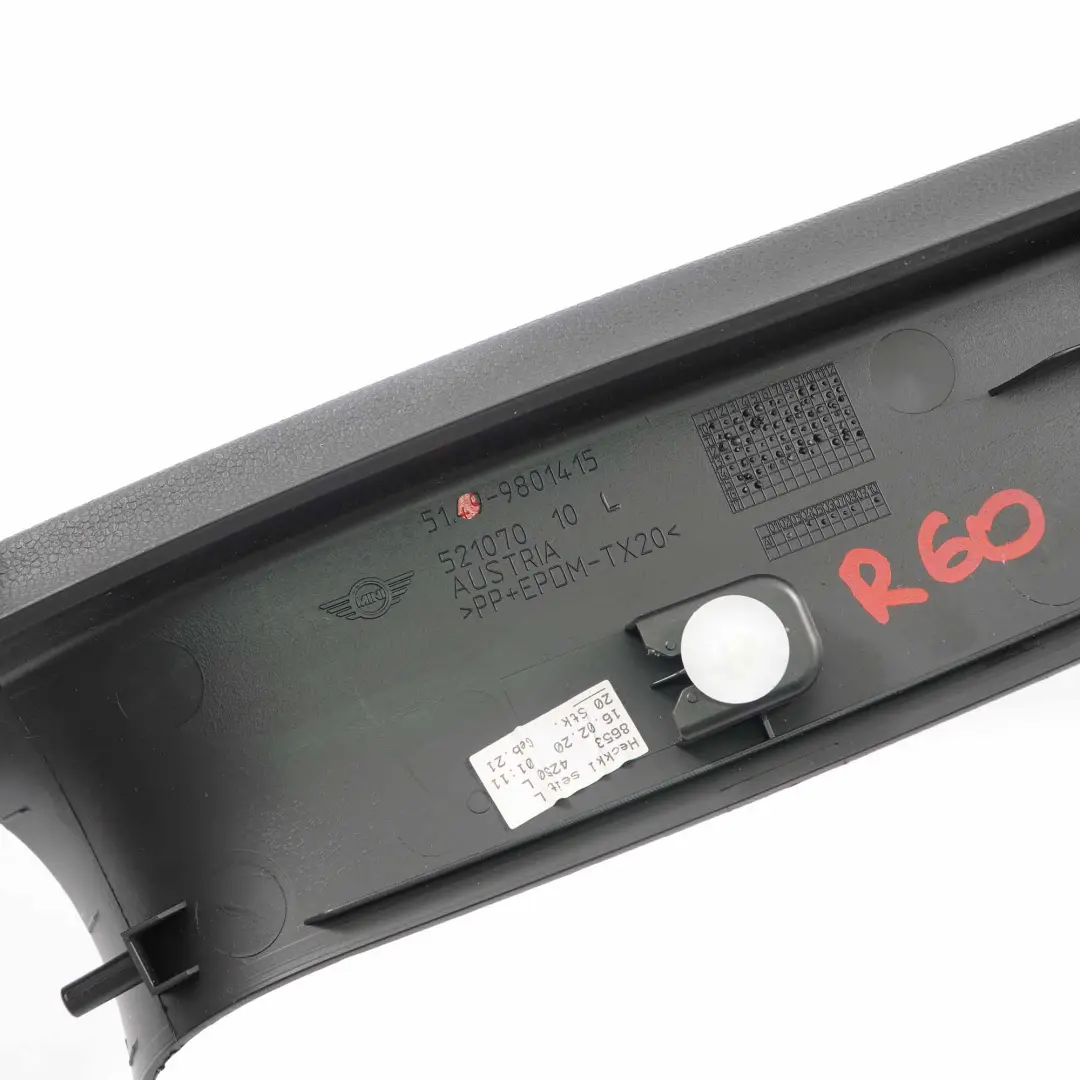 Mini Countryman R60 Touring Boot Trunk Lid Lateral Trim Panel Left N/S - SKU 9801415 - Part number 9801415