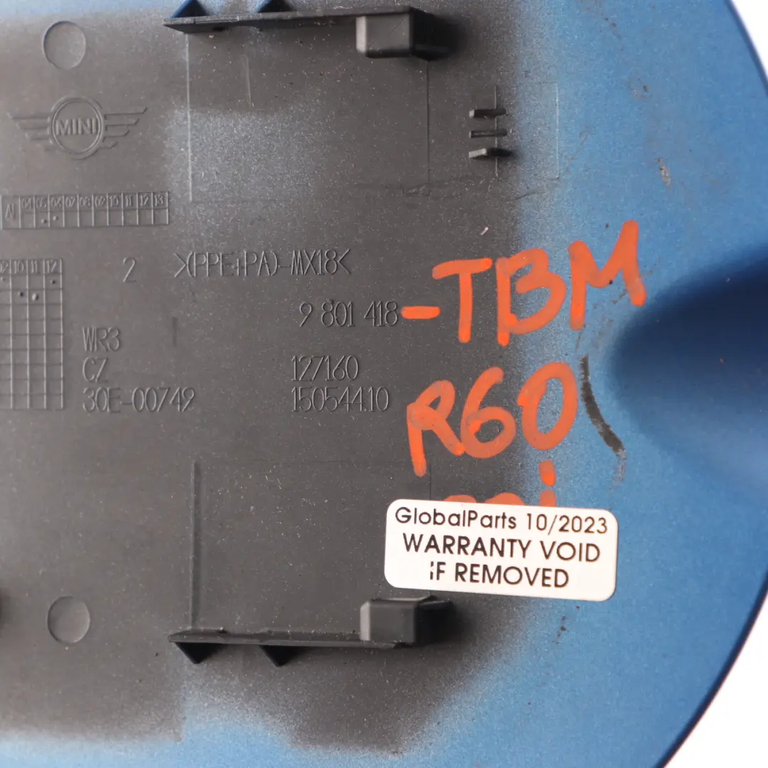 Filler Fill In Flap Cover Cap True Blue Metallic - B14 to Mini R60 Fuel with Part number 9801418 Mini R60 Fuel Filler Fill In Flap Cover Cap True Blue Metallic - B14 - SKU 9801418-TBM - Part number 9801418