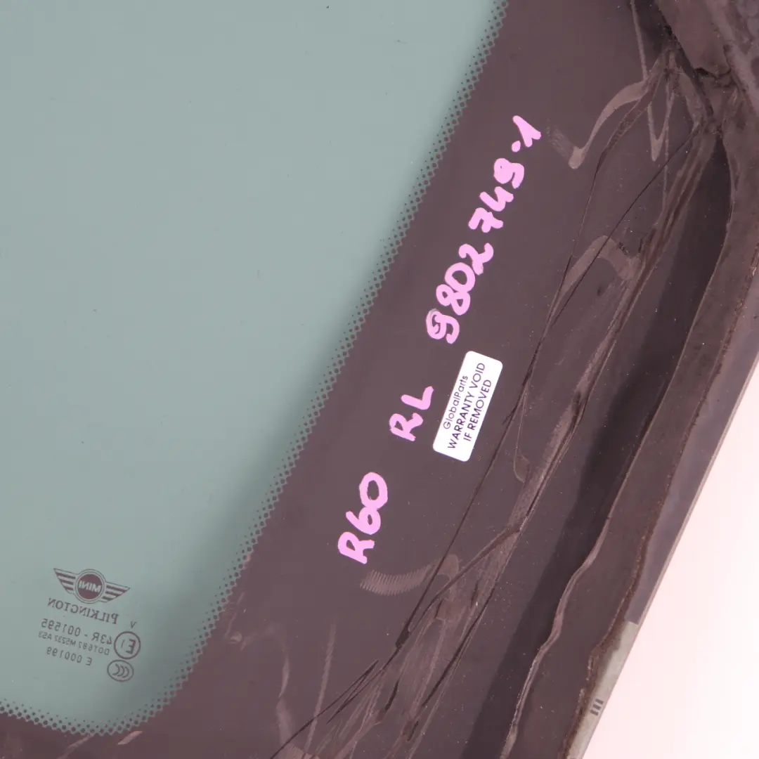 Vetro Fisso Laterale AS3 SSG Oscurato Posteriore Sinistro per Mini Countryman R60 con numero di parte 9802749 Mini Countryman R60 Vetro Fisso Laterale AS3 SSG Oscurato Posteriore Sinistro - SKU 9802749-1 - Numero di parte 9802749