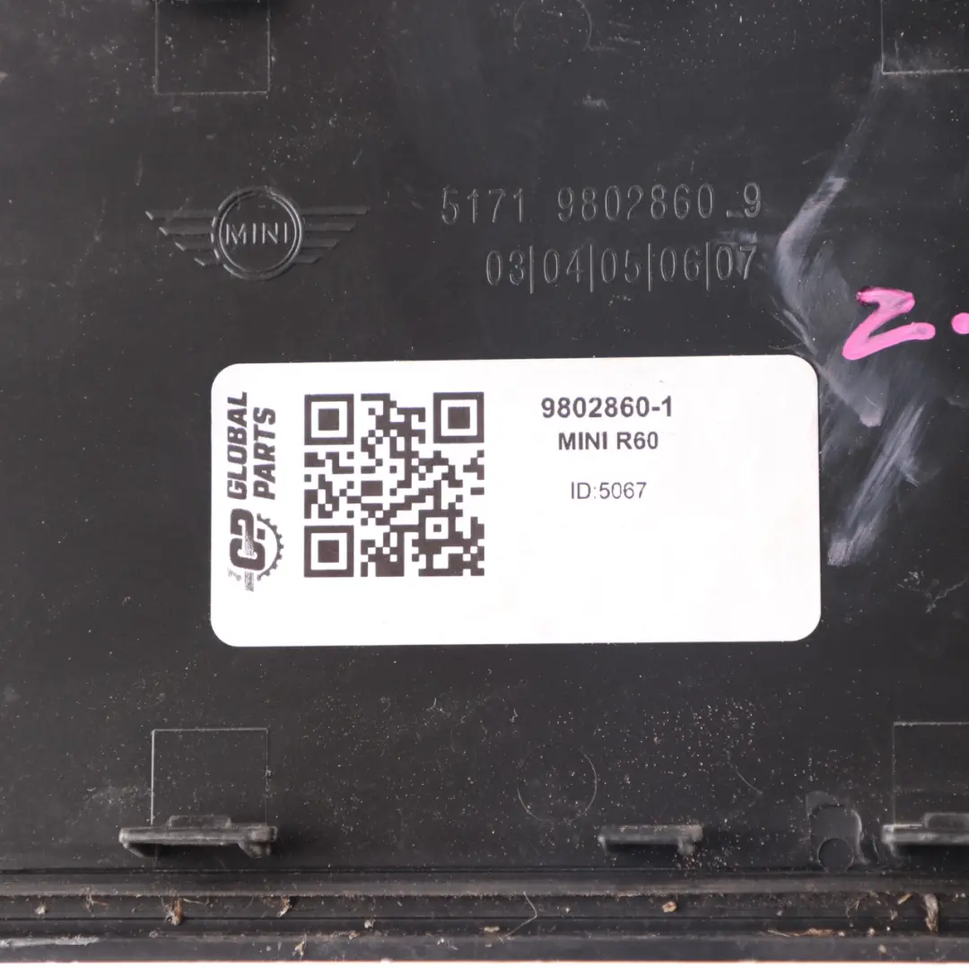 Mini Countryman R60 R61 Caja de la batería Cubierta del panel de Scuttle - SKU 9802860-1 - Número de pieza 9802860