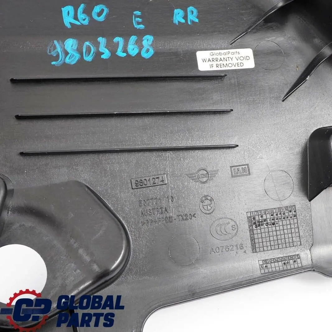 Liston De umbral De puerta trasera derecha Negro carbon 9801274 para Mini R60 con número de pieza 9803268 Mini R60 Liston De umbral De puerta trasera derecha Negro carbon 9801274 - SKU 9803268 - Número de pieza 9803268