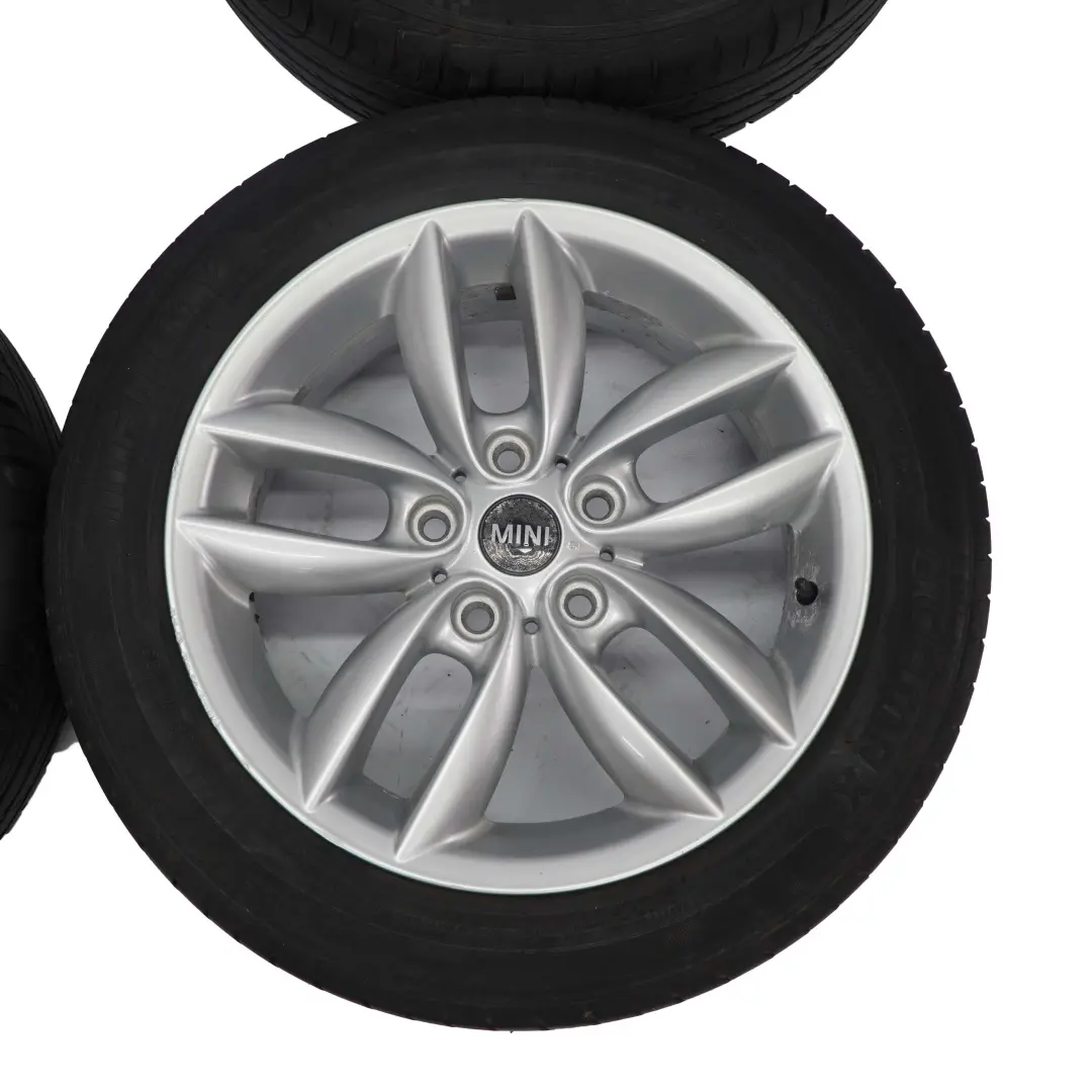 Complete Set 4x Wheel Alloy Rim Tyre 17" 7J 5-Star Double Spoke 124 to Mini R60 R61 with Part number 9803723 Mini R60 R61 Complete Set 4x Wheel Alloy Rim Tyre 17" 7J 5-Star Double Spoke 124 - SKU 9803723-SET - Part number 9803723