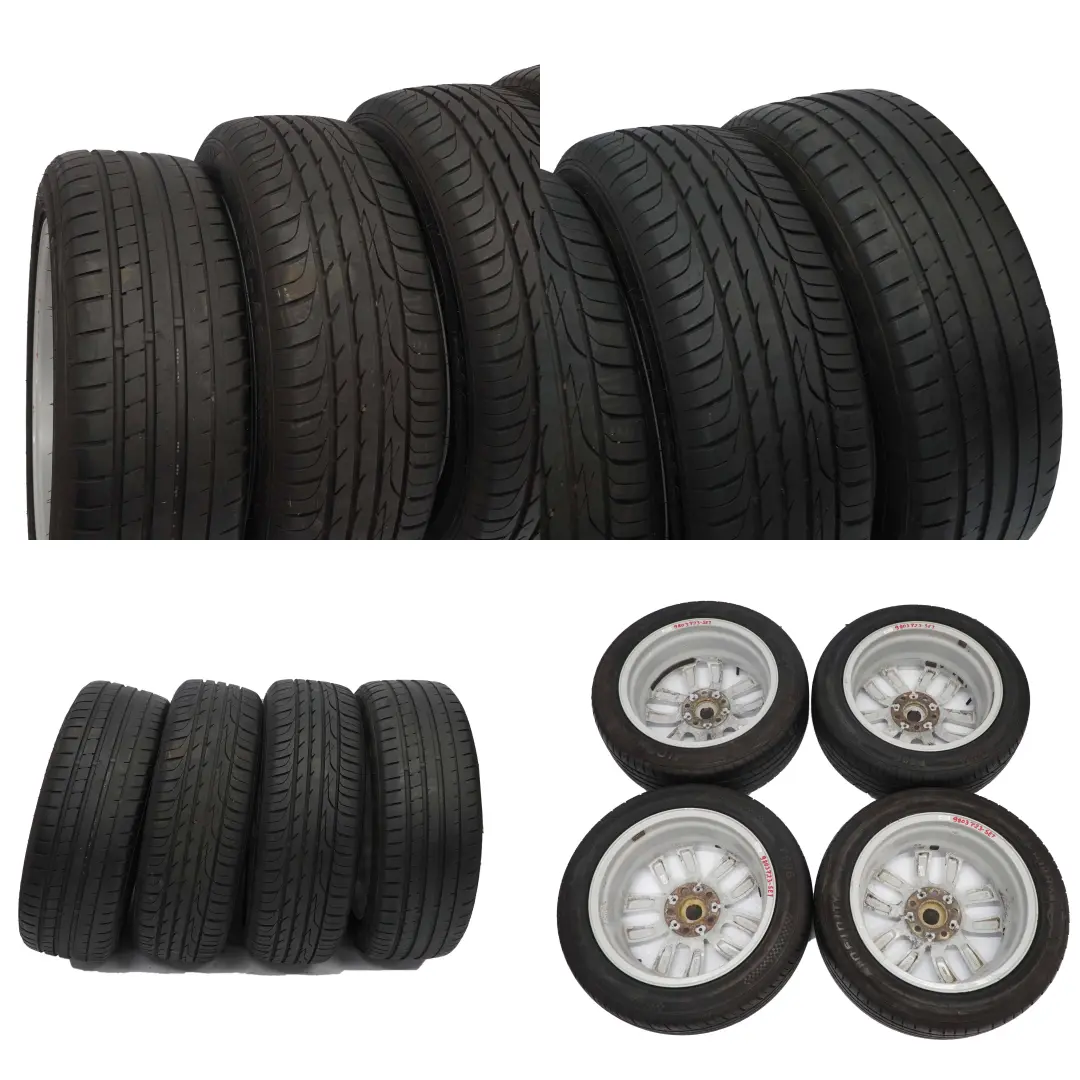 Complete Set 4x Wheel Alloy Rim Tyre 17" 7J 5-Star Double Spoke 124 to Mini R60 R61 with Part number 9803723 Mini R60 R61 Complete Set 4x Wheel Alloy Rim Tyre 17" 7J 5-Star Double Spoke 124 - SKU 9803723-SET - Part number 9803723