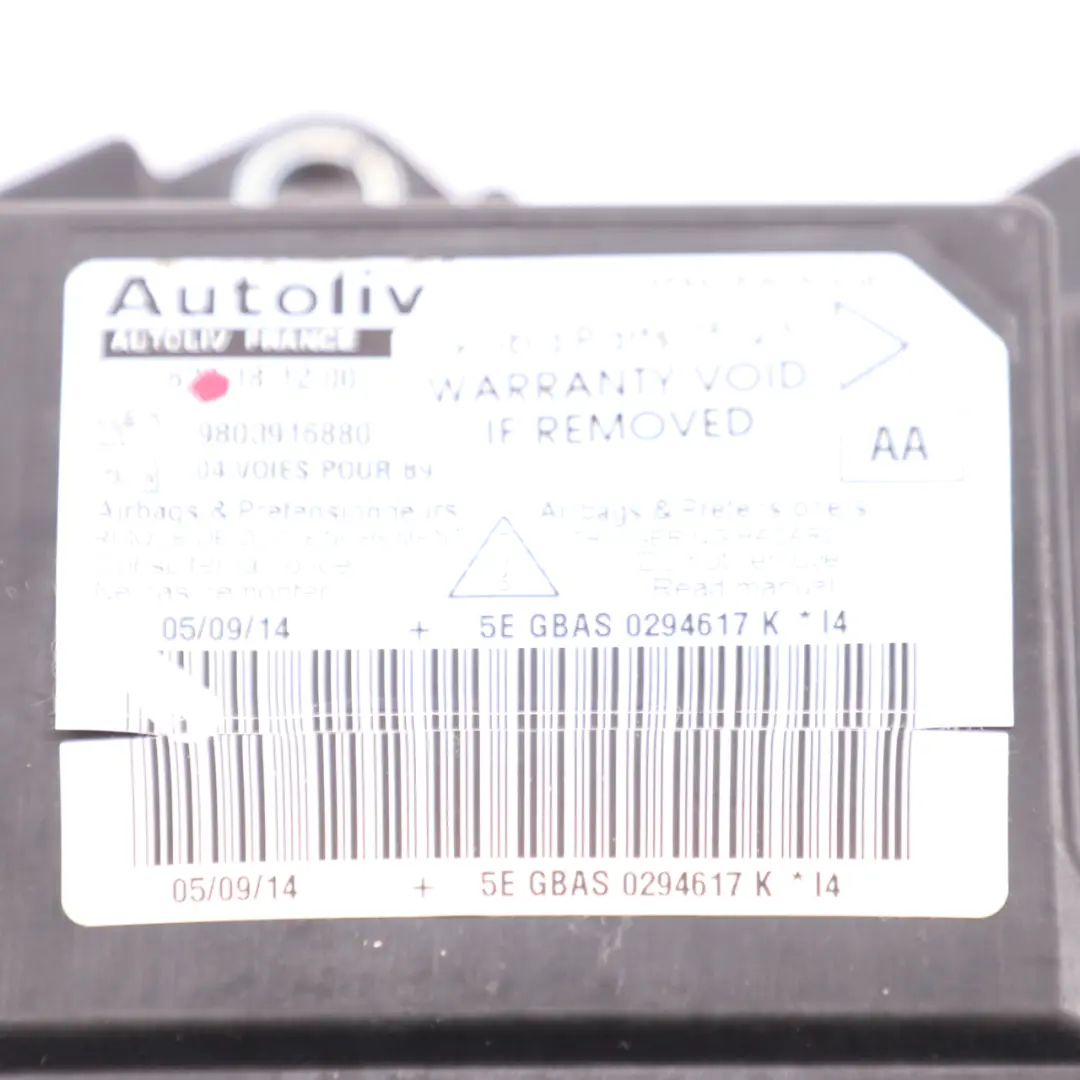  Modulo Airbag Citroen Berlingo Peugeot Partner Unidad Control Airbag - SKU 9803916880 - Número de pieza 9803916880