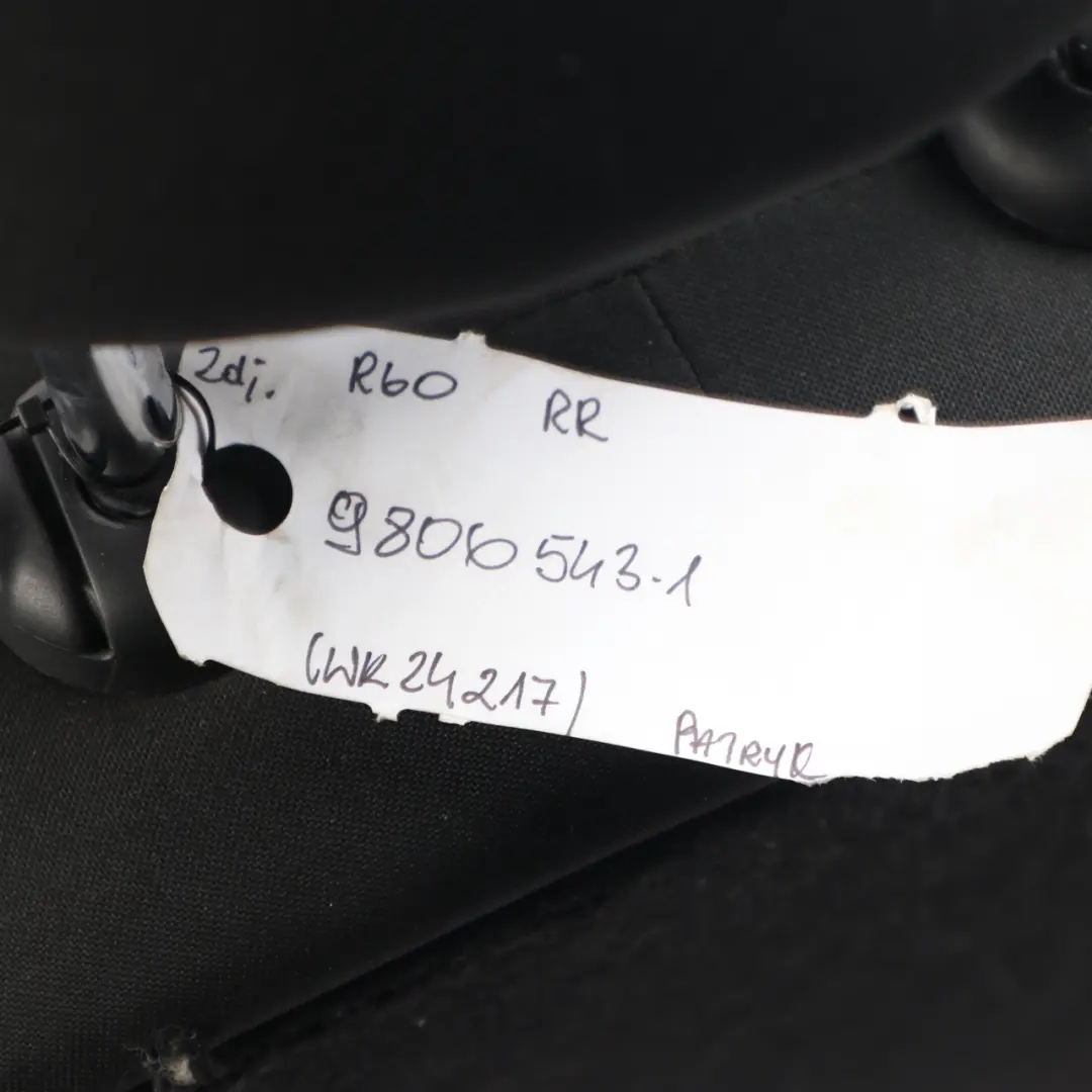 Right O/S Folding Seat Cloth Fabric Carbon Black to Mini Cooper R60 Countryman Rear with Part number 9805218 Mini Cooper R60 Countryman Rear Right O/S Folding Seat Cloth Fabric Carbon Black - SKU 9805218-1 - Part number 9805218