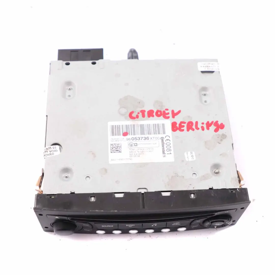  Citroen Berlingo Peugeot Partner CD Player Radio Stereo Head Unit - SKU 98053736XT00 - Part number 98053736XT00