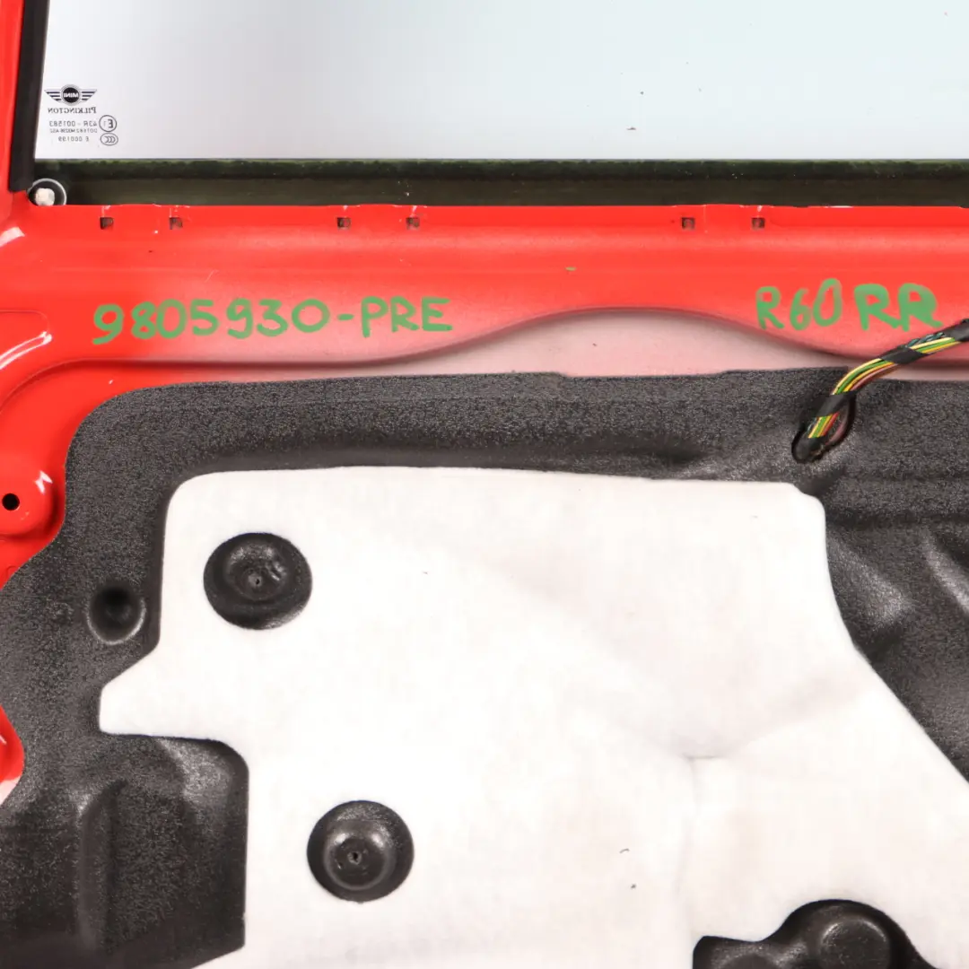 Door Rear Right O/S Pure Red - B16 to Mini Countryman R60 with Part number 9805930 Mini Countryman R60 Door Rear Right O/S Pure Red - B16 - SKU 9805930-PRE - Part number 9805930