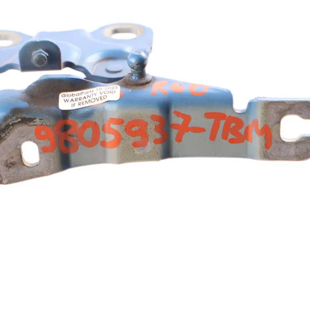 Left N/S Hood Bonnet Hinge True Blue Metallic - B14 9801569 to Mini Cooper R60 R61 with Part number 9805937 Mini Cooper R60 R61 Left N/S Hood Bonnet Hinge True Blue Metallic - B14 9801569 - SKU 9805937-TBM - Part number 9805937