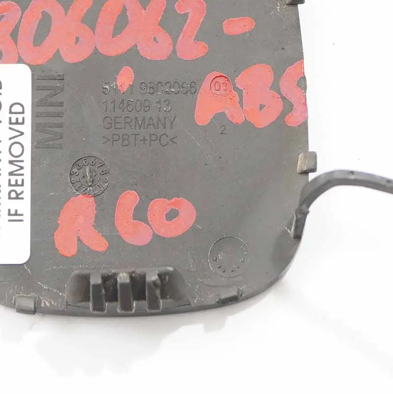 Mini R60 R61 Cache protection remorquage Pare chocs avant noir B11 9802066 - SKU 9806062-ABS - Numéro de pièce 9806062