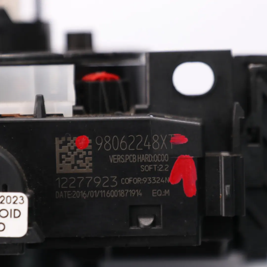  Citroen Berlingo Interruptor Indicador Limpiaparabrisas Control de Crucero Stalk - SKU 98062248XT - Número de pieza 98062248XT