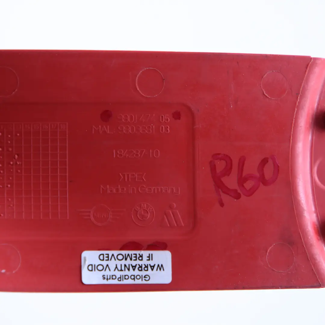 Mini Countryman R60 Centre Console Mat Insert Long Rail Pure Red 9801474 - SKU 9806401-1 - Part number 9806401