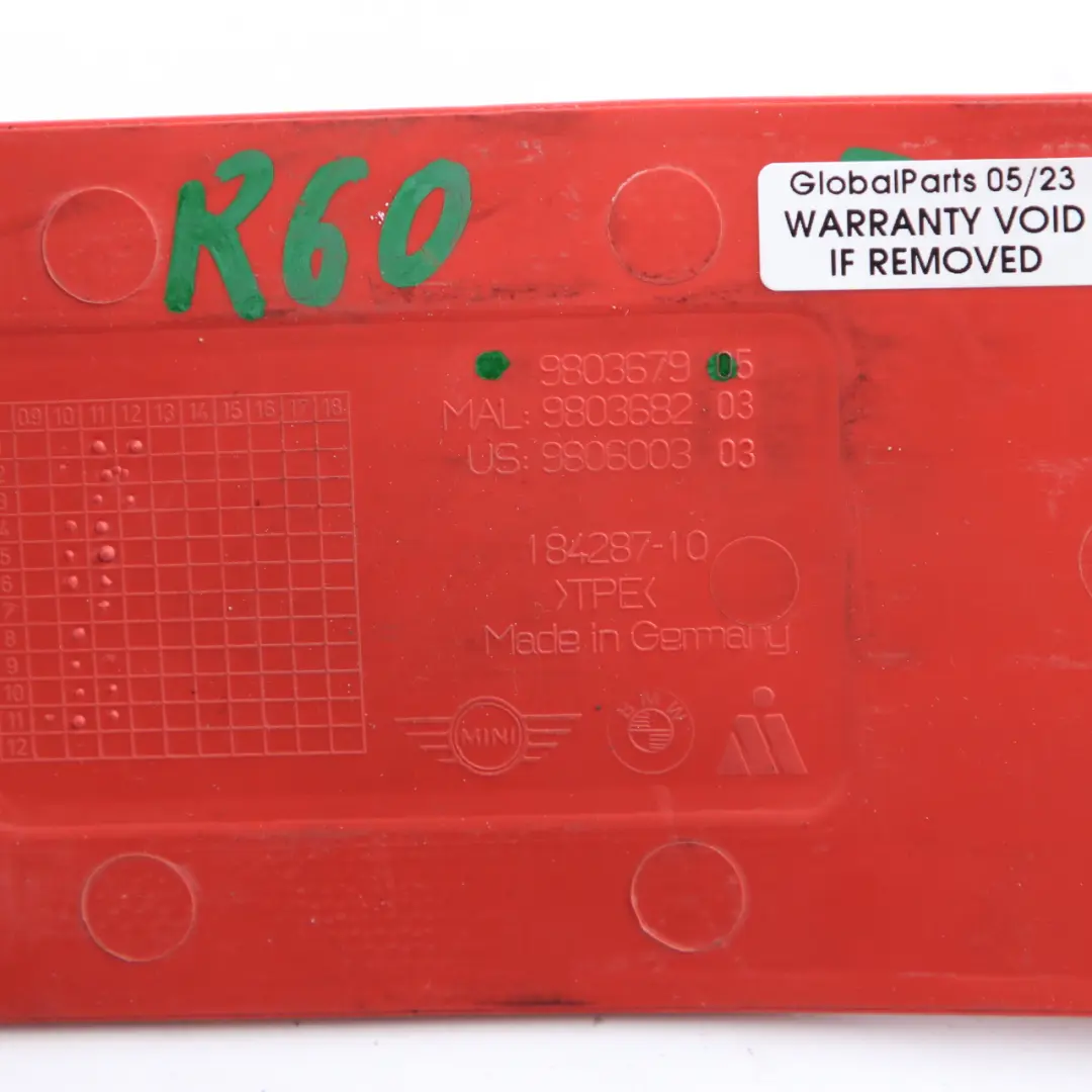 Mat Insert Rail Rubber Centre Console Storage Pure Red 9803679 to Mini R60 with Part number 9806419 Mini R60 Mat Insert Rail Rubber Centre Console Storage Pure Red 9803679 - SKU 9806419 - Part number 9806419